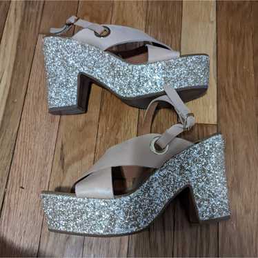 Anthropologie Maypol Glitter Platform Heels