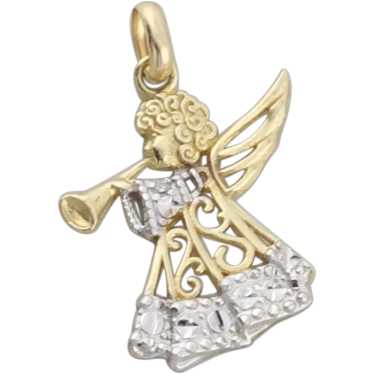 Pendant Only 10k Yellow Gold & White Gold Angel Tr