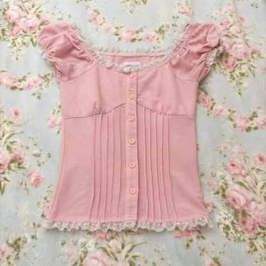 Cherie Lou babydoll top pink with lace