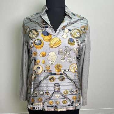 希少 HERMES CANNES et POMMEAUX SILK Shirt