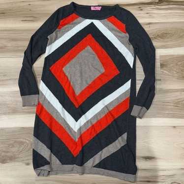 Eliza J Diamond Pattern Crewneck Knit Sweater Dres