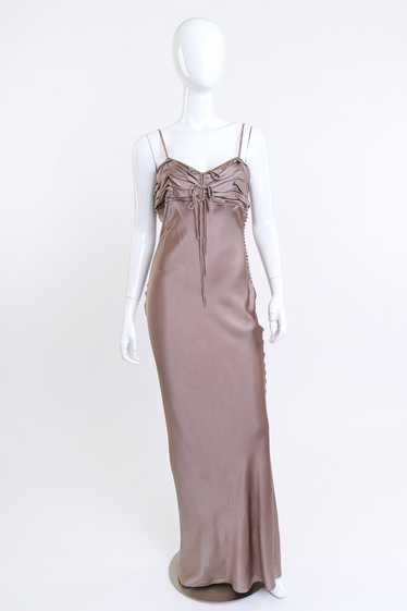 CHRISTIAN DIOR Strappy Ruched Bow Dress