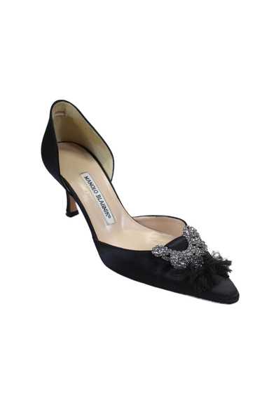 Manolo Blahnik Womens Crystal Fringe Satin Dorsay 