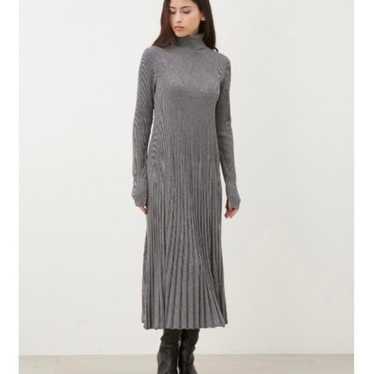 Mila Owen Turtleneck Long Rib Knit Dress Gray 0