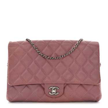 CHANEL Caviar Quilted Clutch With Chain Flap Light