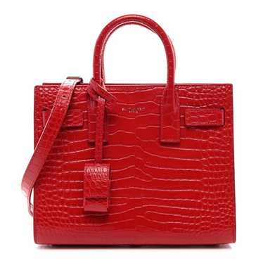 SAINT LAURENT Calfskin Crocodile Embossed Nano Sac