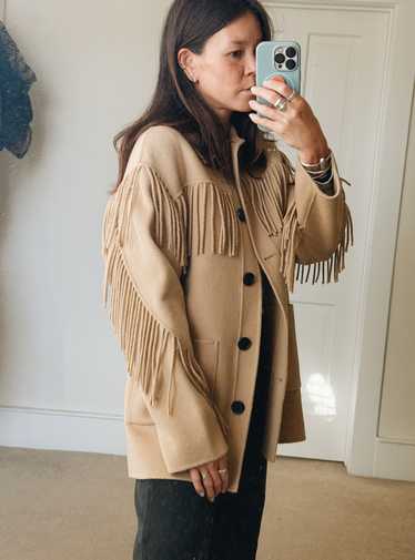 The Kooples Camel wool jacket with western fringin