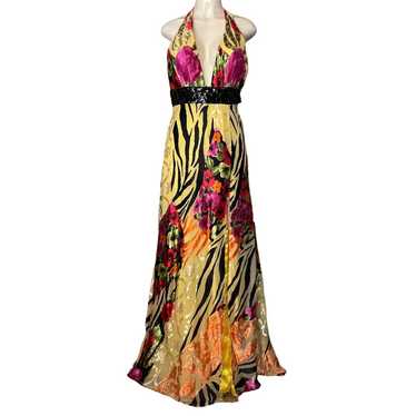 Paris Tony Bowls Yellow Floral Tiger Plunging Neck