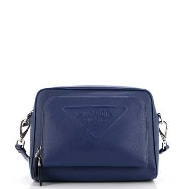 PRADA Triangle Logo Messenger Bag Embossed Saffian