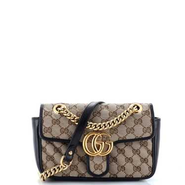 GUCCI GG Marmont Flap Bag Diagonal Quilted GG Canv