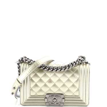 CHANEL Boy Flap Bag Quilted Patent Small