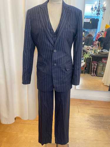 90’s Custom Tailored Navy Blue Pinstripe Suit