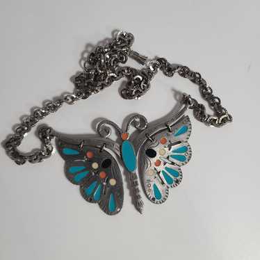 Celebrity pewter butterfly charm enameled chain ne