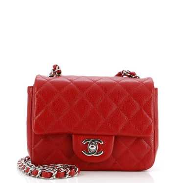 CHANEL Square Classic Single Flap Bag Quilted Cavi