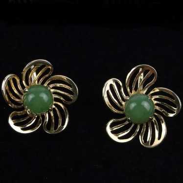 Vintage 1960s Sorrento Gold Over Sterling Jade Ear