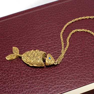 Vintage Max Factor Koi Locket Perfume Necklace - image 1