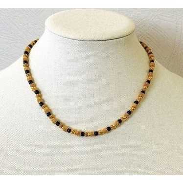 Vintage JBK Lapis Lazuli Gold P Beads Necklace and