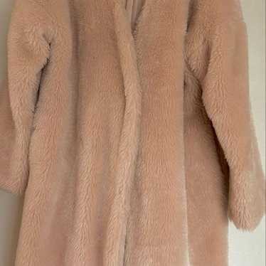 Light Pink Eco Fur Long Coat