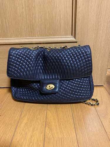 Barry Chain Shoulder Bag Quilted Vintage Black Lea