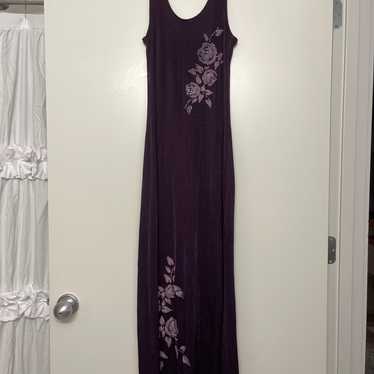 Vintage Floral Purple Maxi Dress