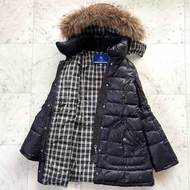 Burberry Blue Label Raccoon Fur Down Coat Black No