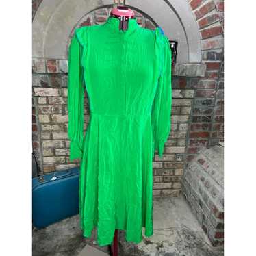 dress 100% silk green blue