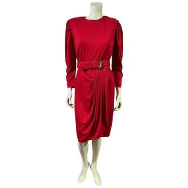 Vintage Seventh Ave. South Red Draped Puff-Sleeve 