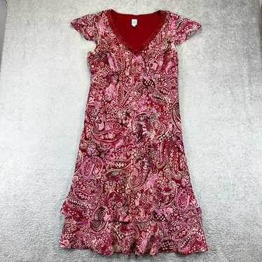 Vintage Y2K Red Pink Chiffon Coquette Paisley Flir