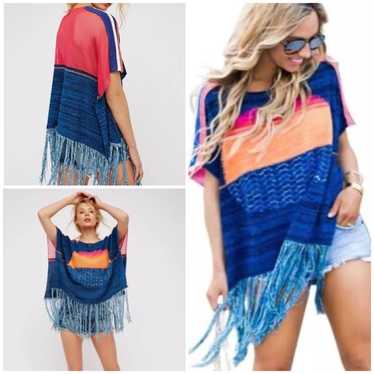 Free People Fall Sweater Sunset Fringe Sweater Cot