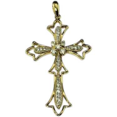 18 Karat Yellow Gold and Diamond Cross Pendant #20