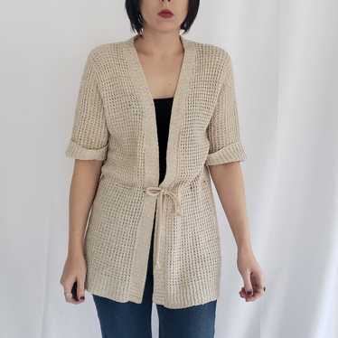 70s Beige Loose Knit Cardigan