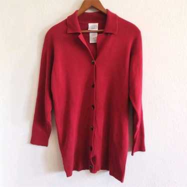 Vintage Laura Ashley Red 100% Cotton Cardigan Butt