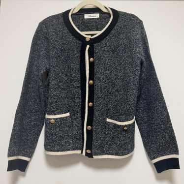 Miu style outfit cardigan knit gold button jacket 