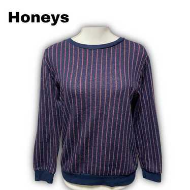 2097★ Honeys 【L】 Top Sweater Stripe Navy