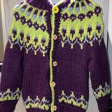 Handmade Vintage hooded chunky knit cardigan sweat