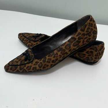 Stuart Weitzman Leopard Print Suede Pointy Toe Fl… - image 1