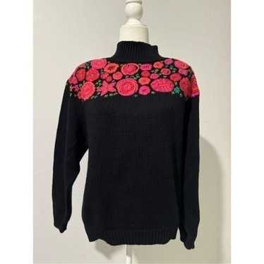 Ann Taylor vintage floral embroidered sweater M