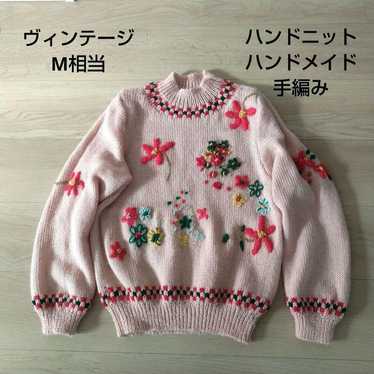 Hand-knit, handmade, hand-crocheted, pink, flower,