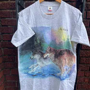 Vintage 1990’s Alaska Wolf Nature Art T-Shirt