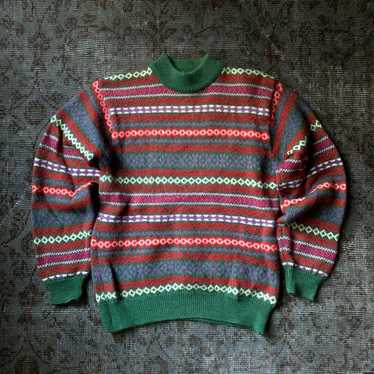 Rare 90s vintage Fair Isle patterned knit retro gr