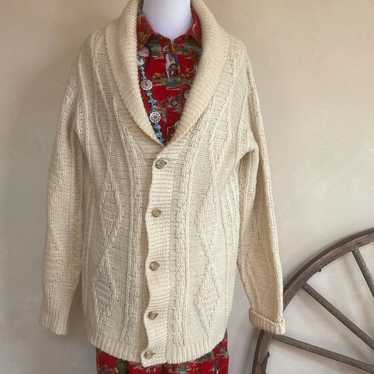 PENDLETON Vtg 1970’s Pure Virgin Wool Cream Cardig