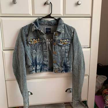 Cropped studded jean jacket