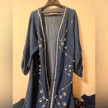 Plus size denim duster coat