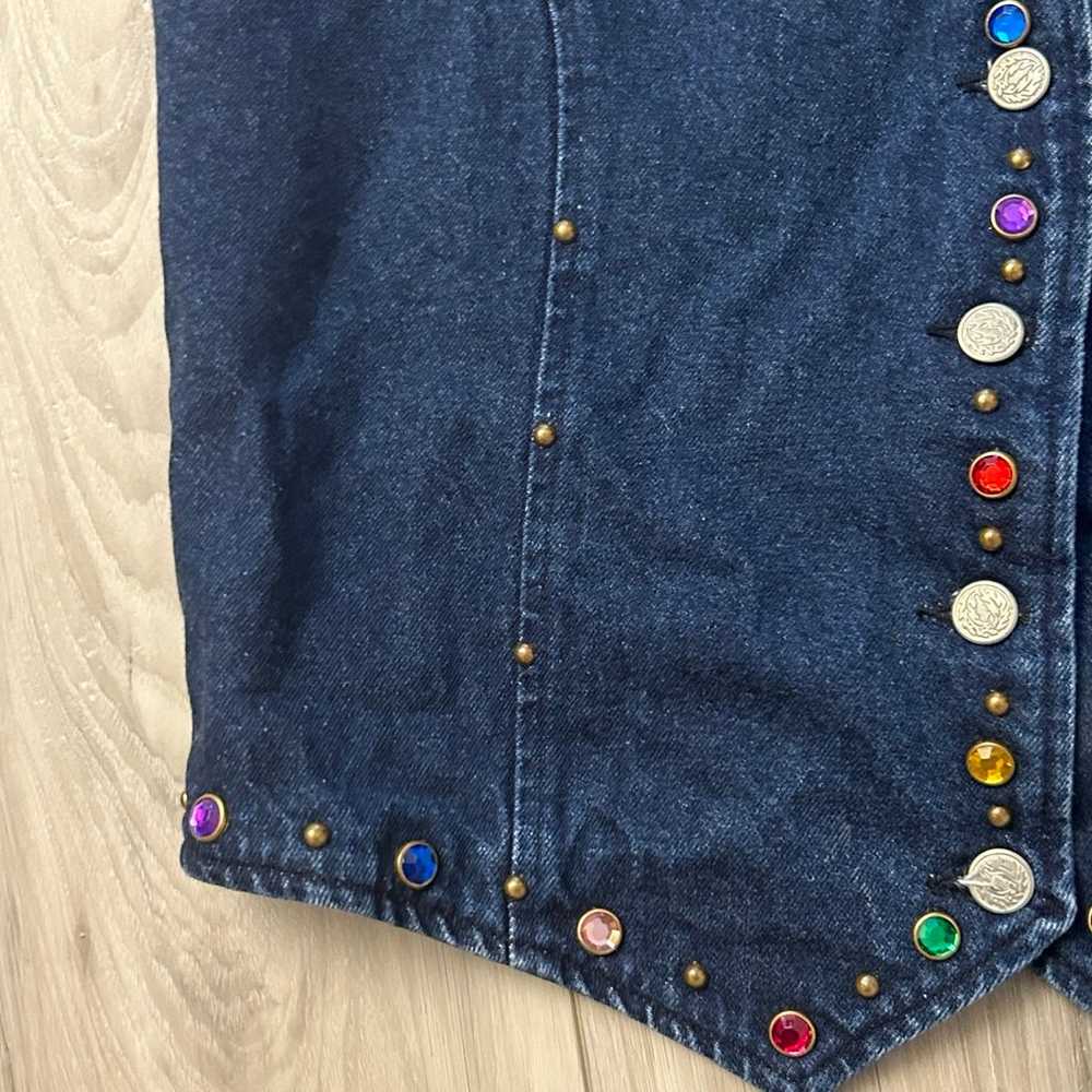 Vintage APACHE Women’s Bejeweled Denim Vest Size … - image 5