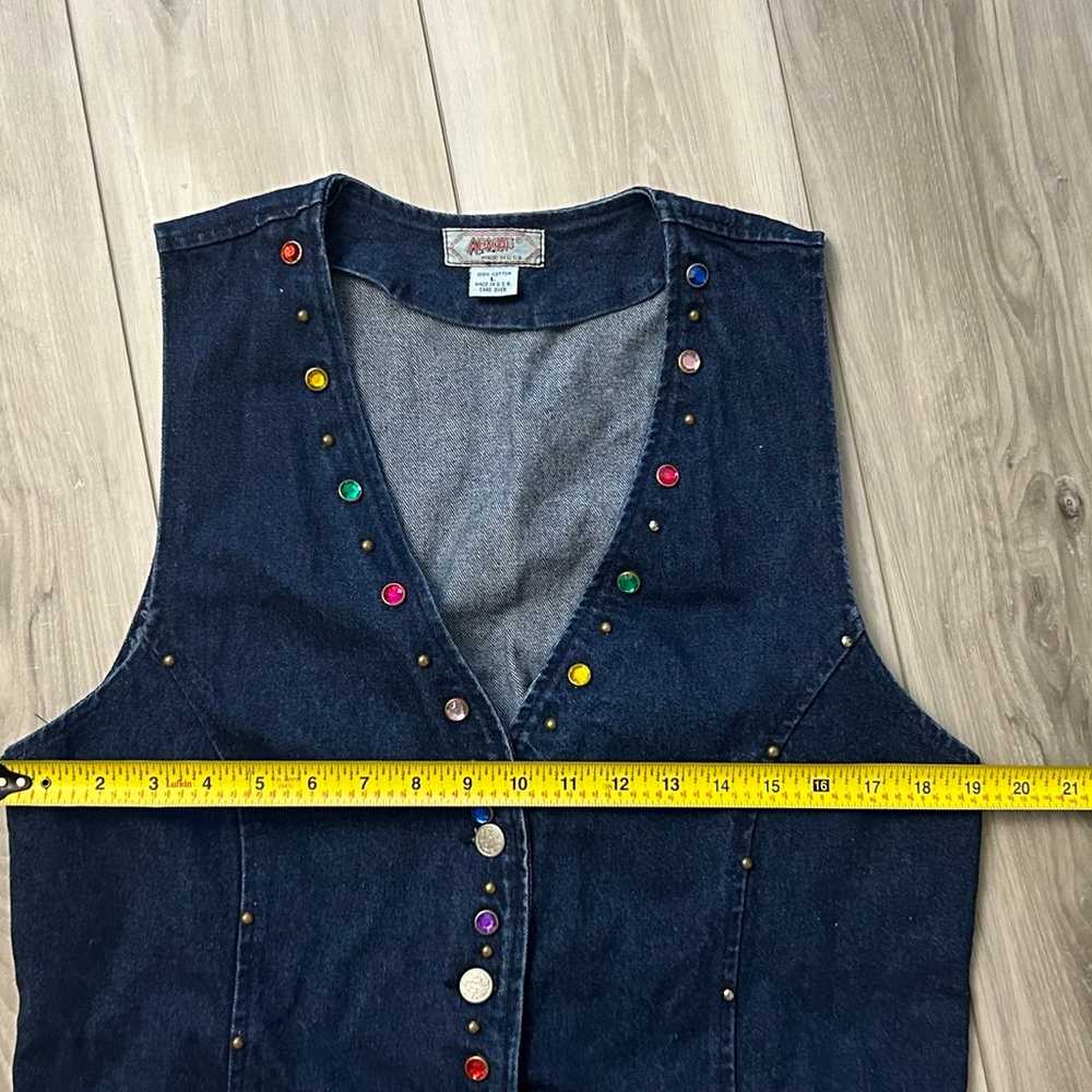 Vintage APACHE Women’s Bejeweled Denim Vest Size … - image 6