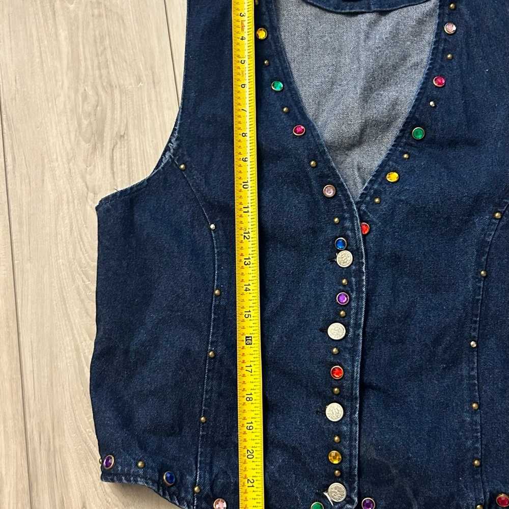 Vintage APACHE Women’s Bejeweled Denim Vest Size … - image 7