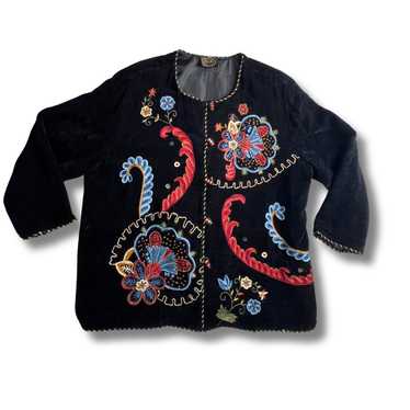 Vintage 90s Julia Kim Embroidered Appliqué Jacket