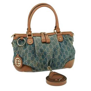 Gucci GUCCI GG Canvas Sukey Hand Bag Denim Blue 24