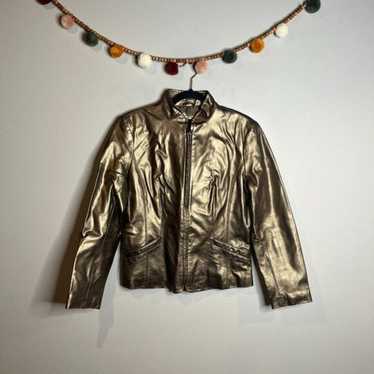 Vintage 1990's Y2K gold metallic leather jacket