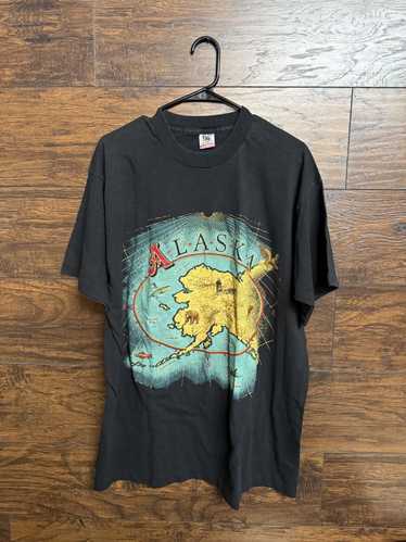 Fruit Of The Loom VTG Alaska Geography Map T-shirt